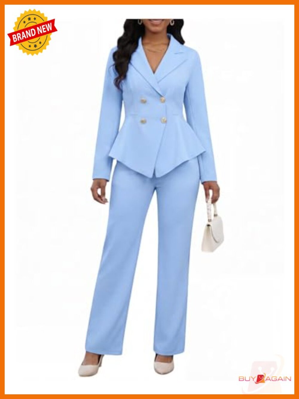 Two Piece Blazer Set with Wide Leg Pants Business Suit